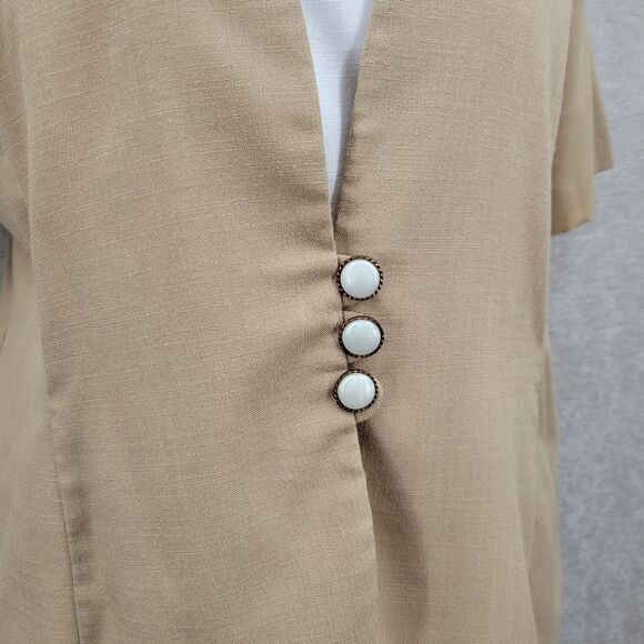 Via Sant Andrea Vintage Tan and White Two Piece Outfit Matching Skirt Set Suit - Picture 5 of 14